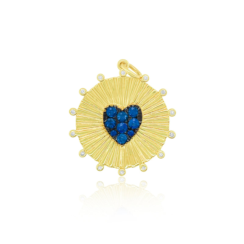 Yellow Gold and Sapphire Heart Medallion