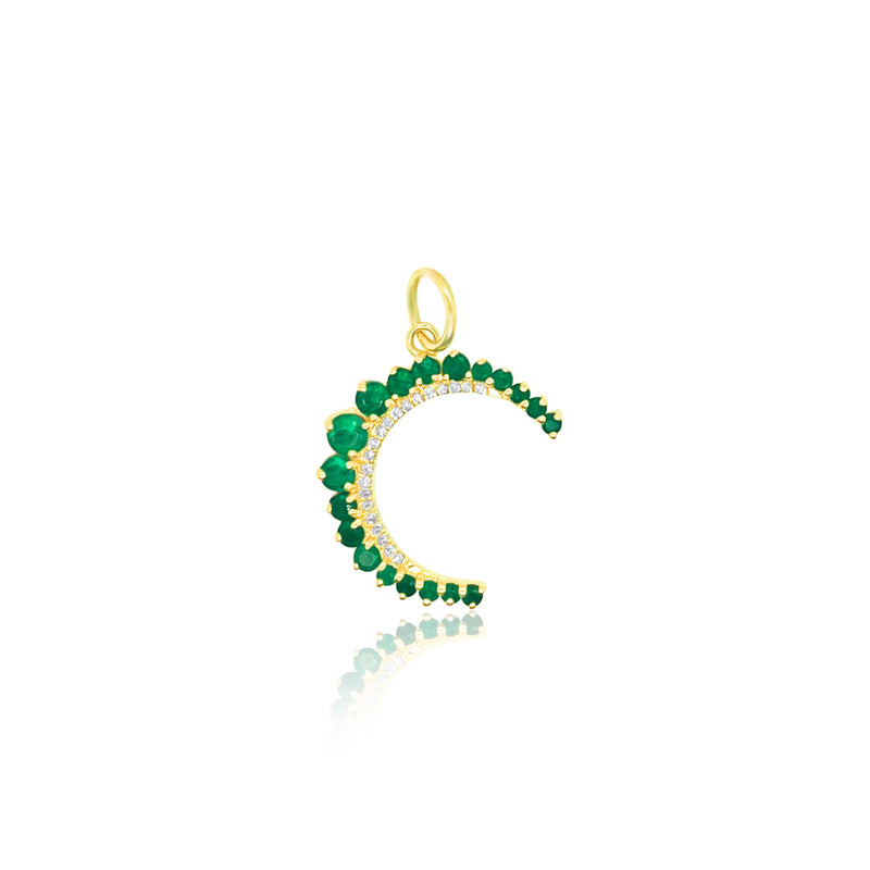 Yellow Gold and Emerald Moon Charm *ONLINE EXCLUSIVE*