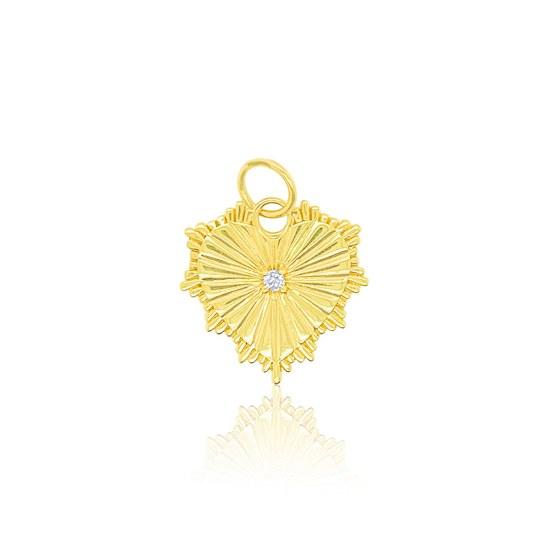 Small Yellow Gold Diamond Heart Rays Charm-Online Exclusive