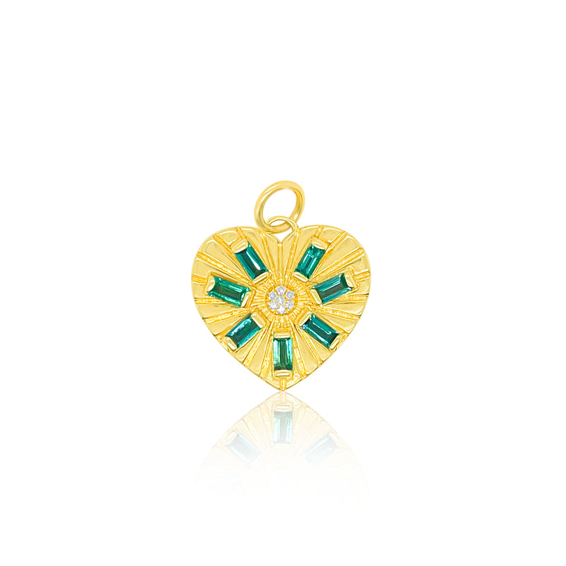 Yellow Gold Diamond Emerald Heart Charm *ONLINE EXCLUSIVE*