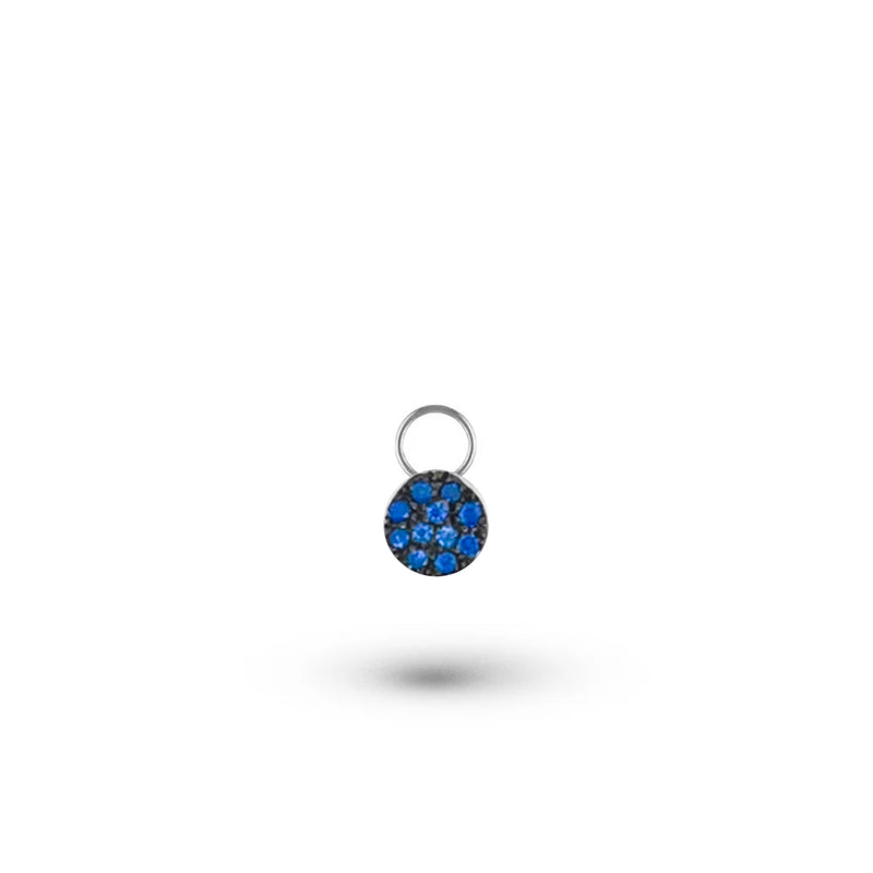 Blue Sapphire Rhodium Hoop Charm