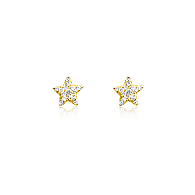 Yellow Gold Diamond Star Studs
