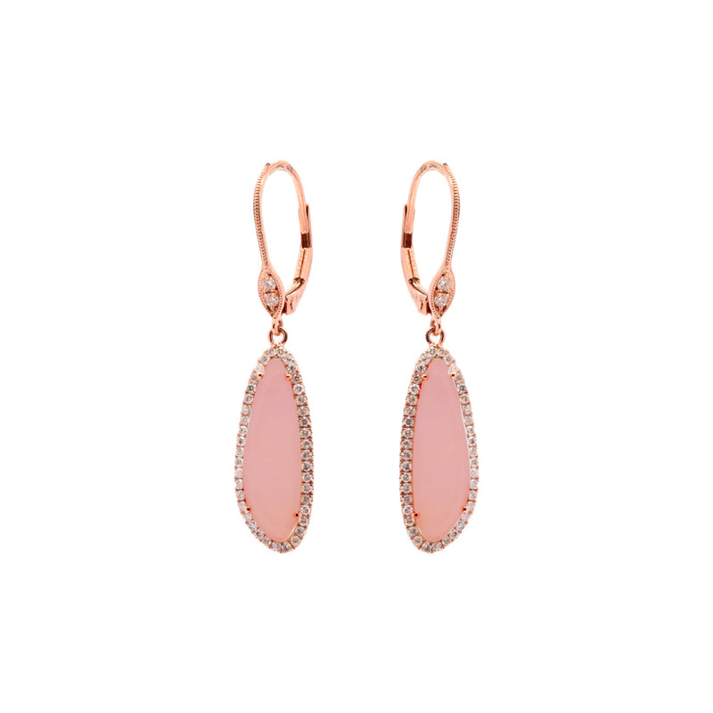 Rose Gold and Pink Opal Drop Earrings