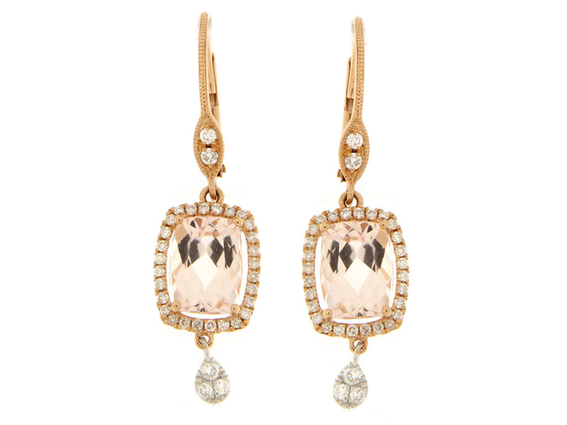 Single Rose Gold Morganite Drop Earring