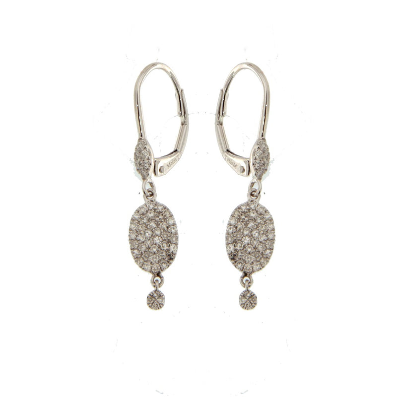 White Gold Oval Disc Earrings
