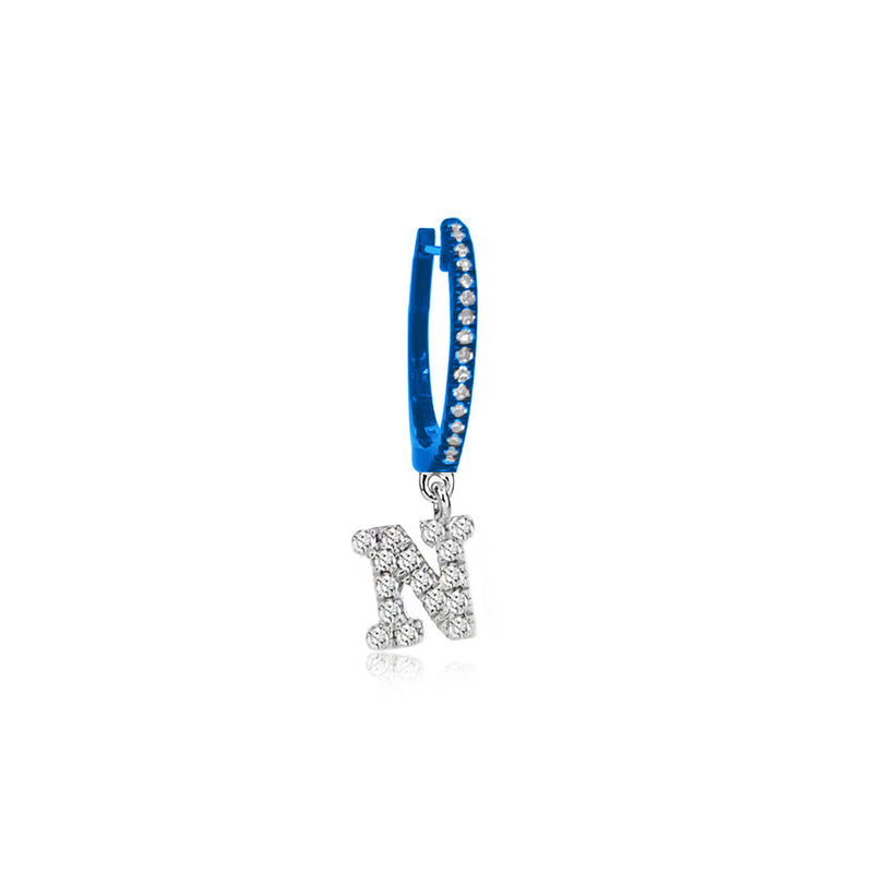 Galactic Blue Initial Diamond Huggie