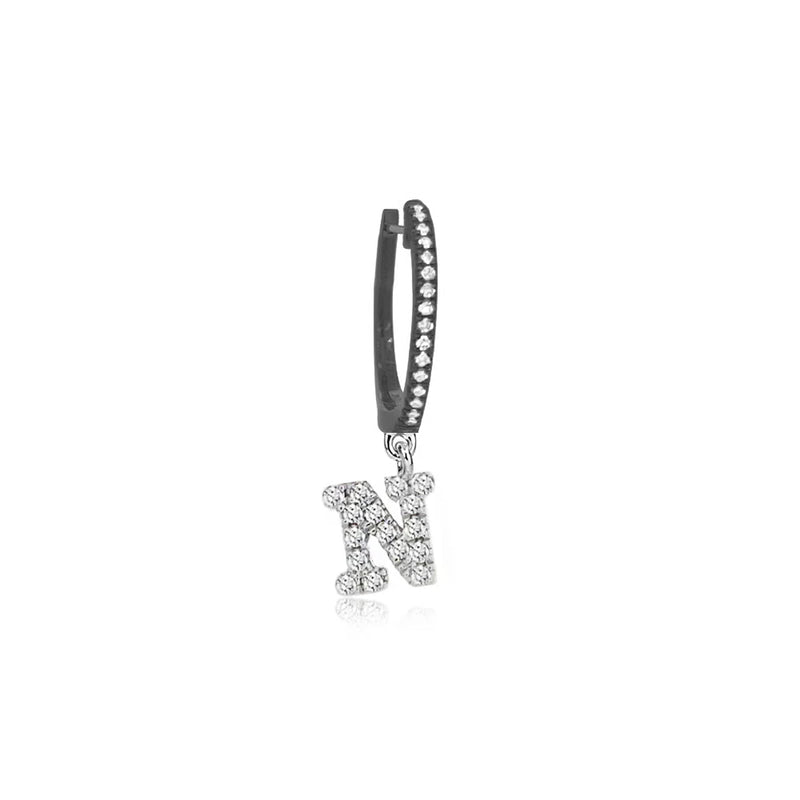 Space Black Initial Diamond Huggie