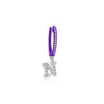 Groovy Purple Initial Diamond Huggie