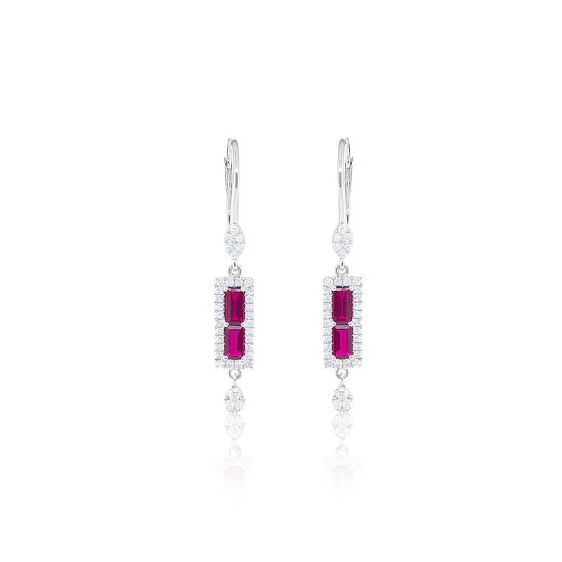 Ruby and Diamond White Gold Earrings