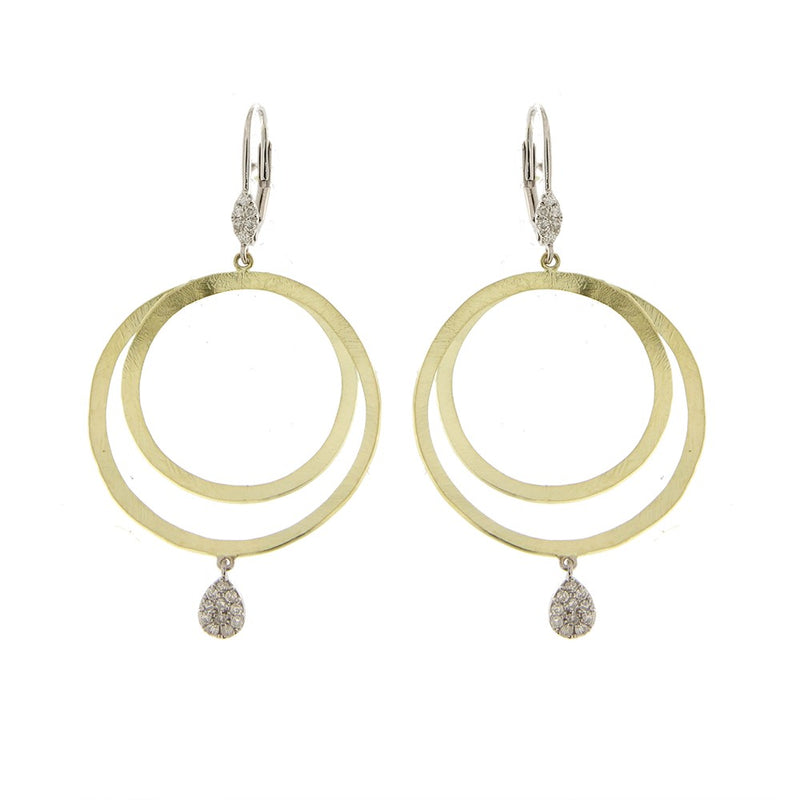 Brushed Yellow Gold Diamond Earrings