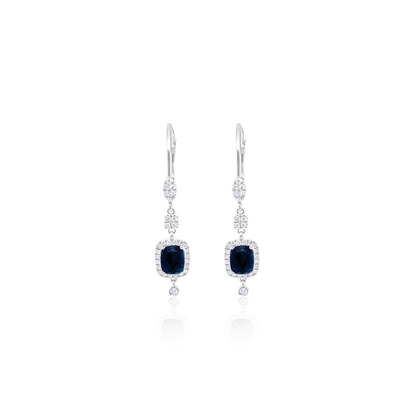 White Gold Blue Sapphire Earrings