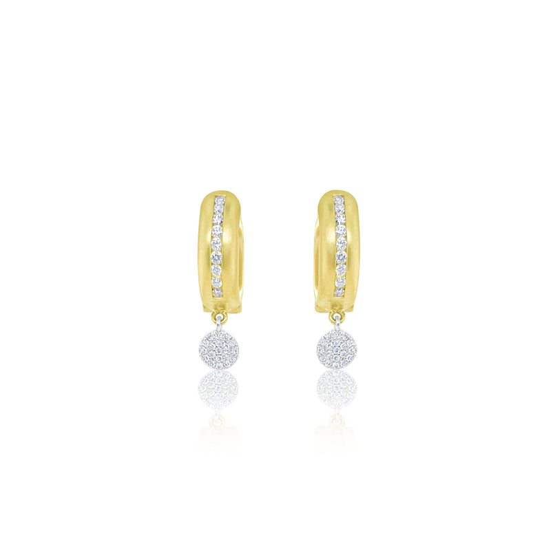 Two Tone Yellow Gold Circle Diamond Huggies
