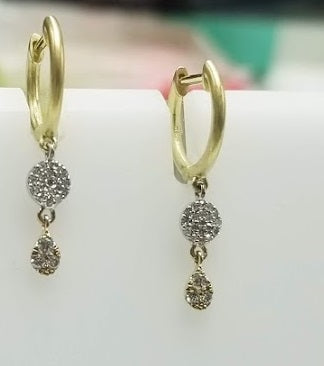 Yellow Gold Dangling Charms Huggies