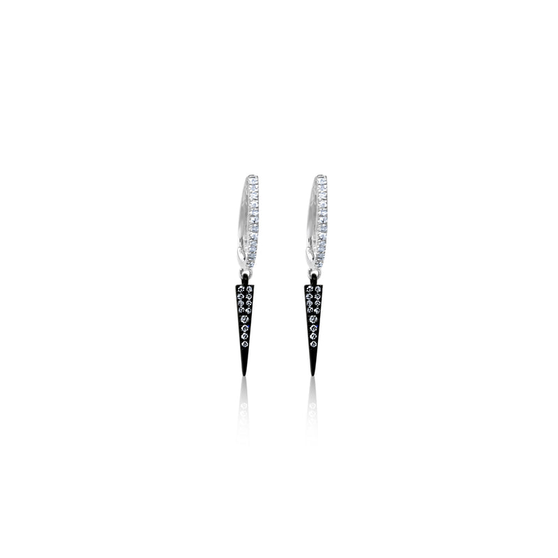 Black Diamond Black Rhodium Spike Earrings in 14kt White Gold