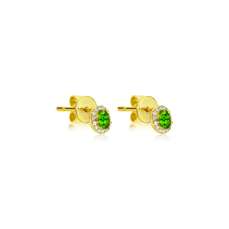 Peridot Studs with Diamond Halo