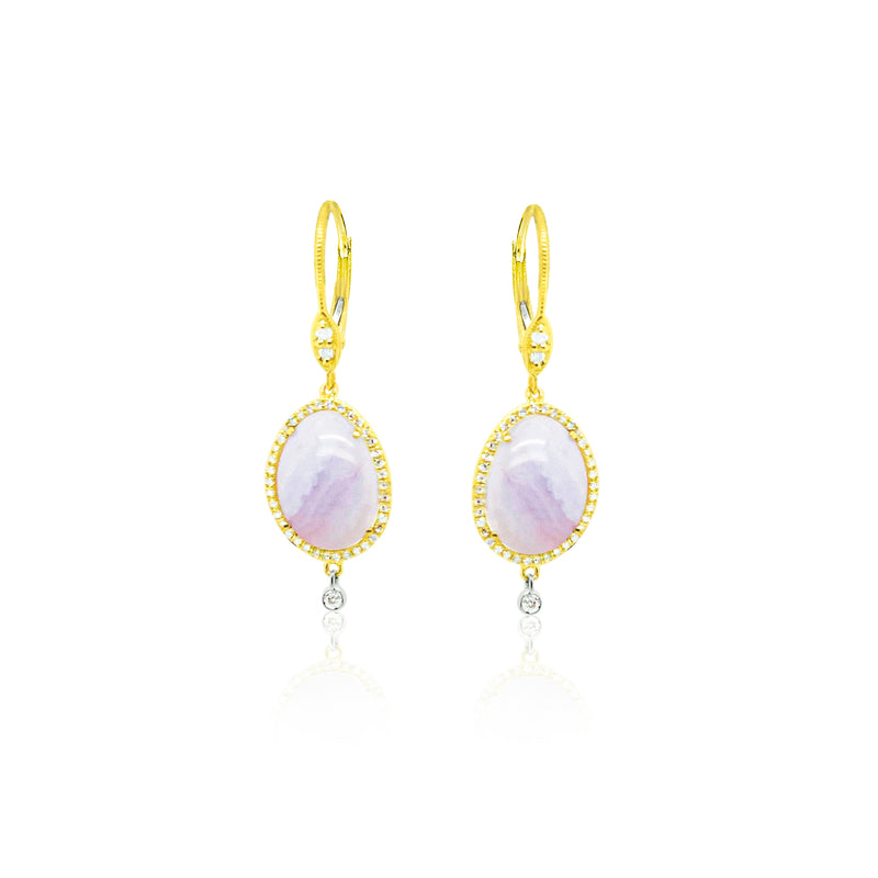 14kt Yellow Gold Chalcedony Diamond Earings