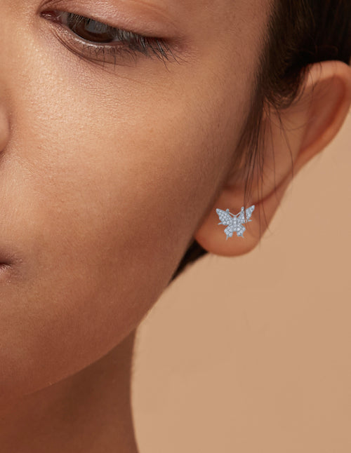 White Gold And Diamond Butterfly Studs