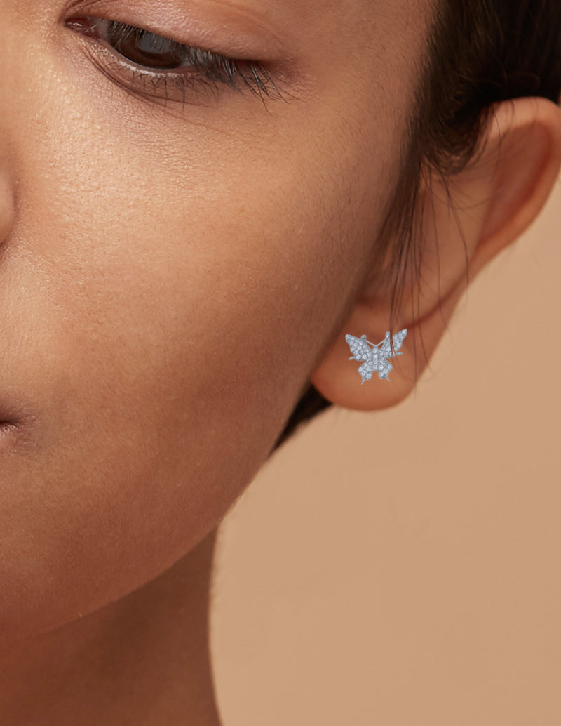 White Gold And Diamond Butterfly Studs