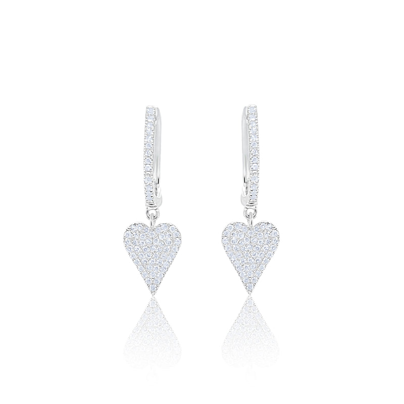 White Gold Diamond Heart Huggies