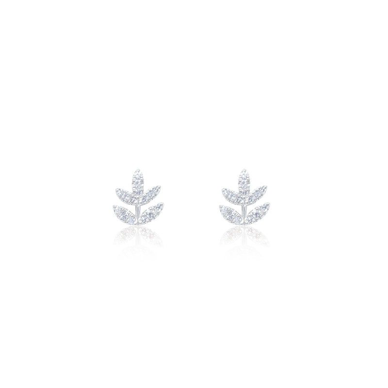 14kt White Gold Leaf Earrings