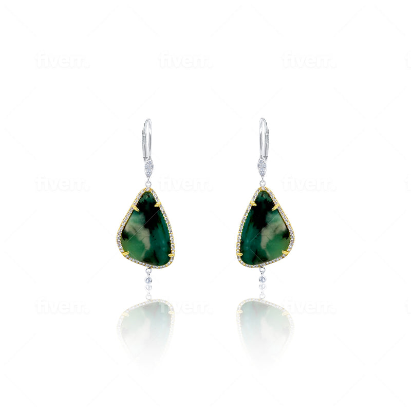 Statement Chrysocolla and Diamond Earrings