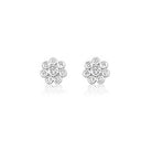 white gold and diamond bezel flower studs