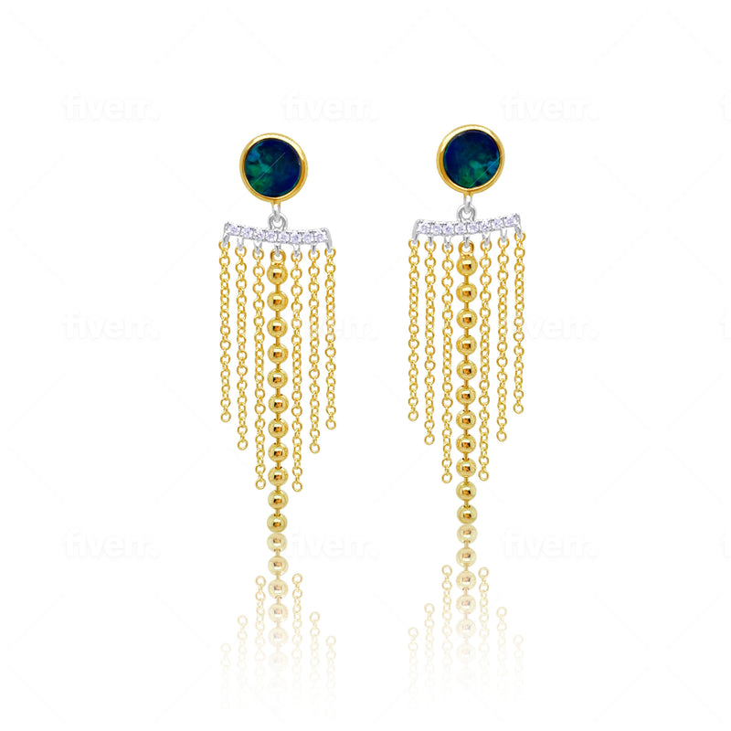 Statement Opal and Fringe Earrings