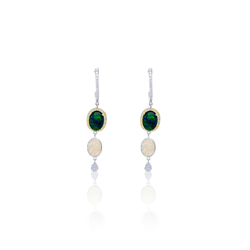 Opal and White Opal Drop Earrings