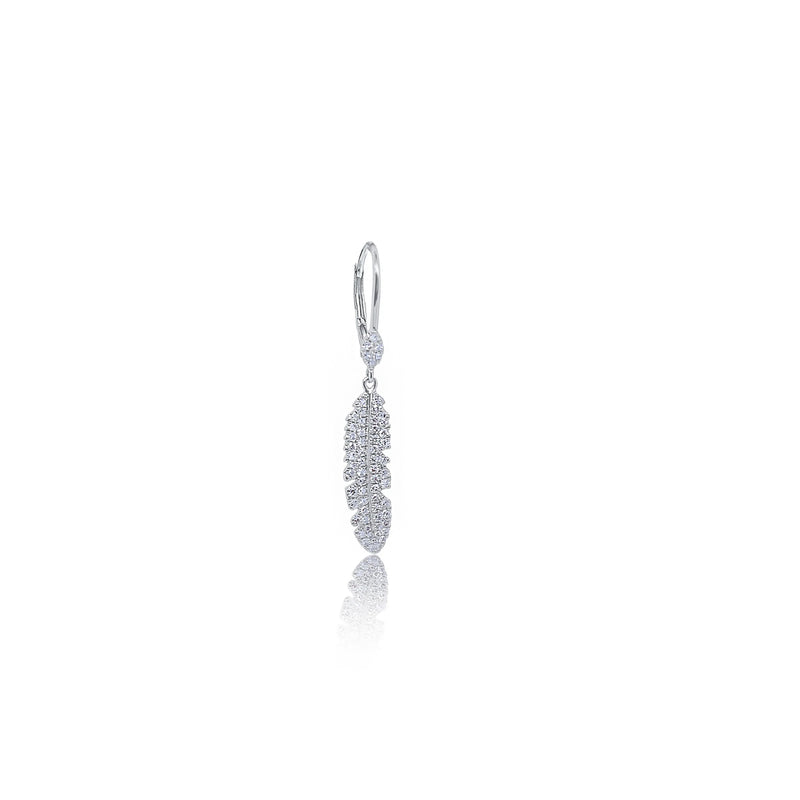Diamond Feather Earrings - SINGLE (half pair)