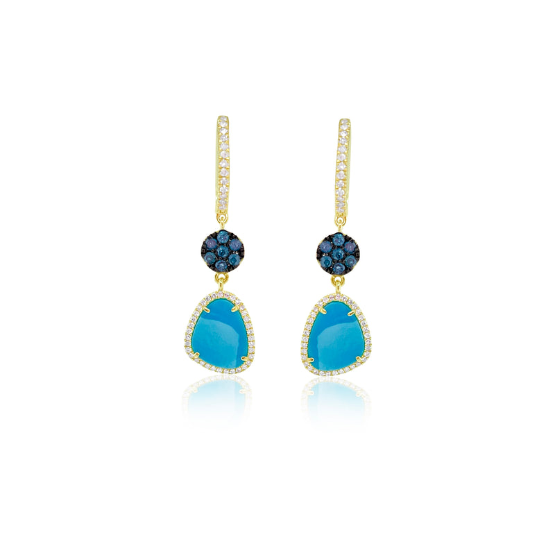 Diamond and Turquoise Drop Earrings