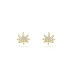 strive by meira t | yellow gold and diamond spiky leaf studs