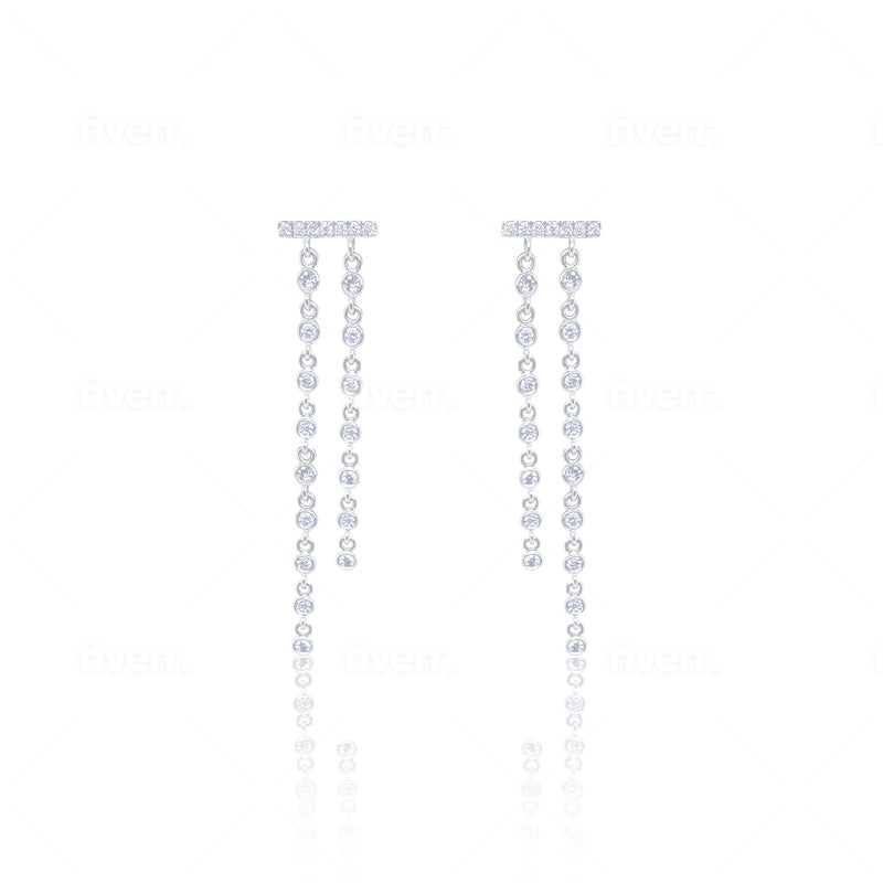 White Gold Diamond Fringe Earrings