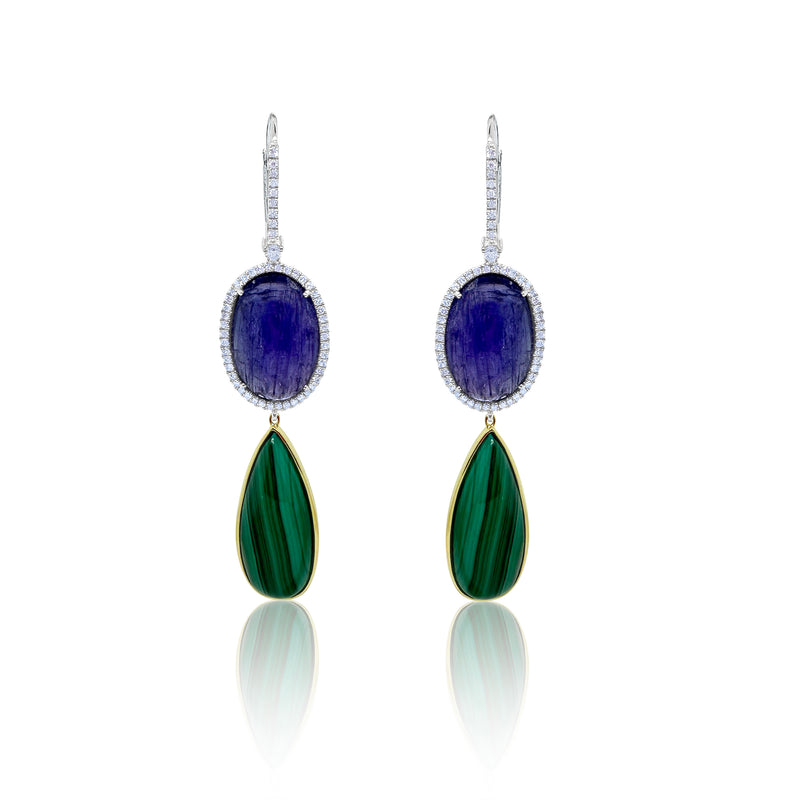 Statement Tanzanite and Malachite Earrings