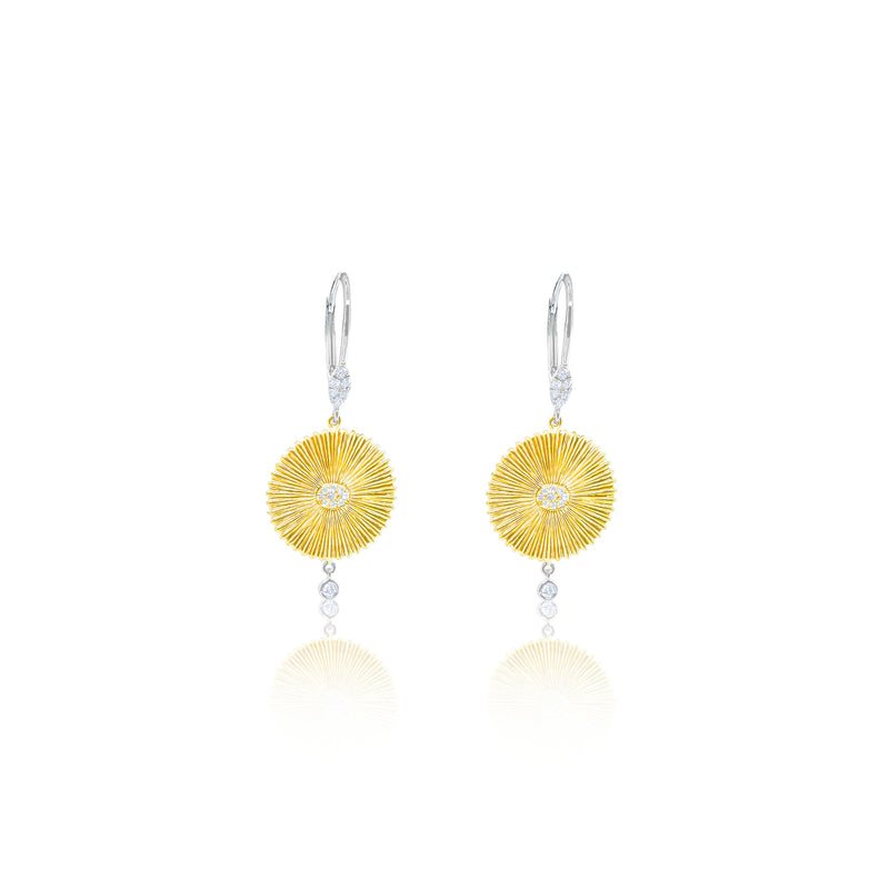 Yellow Gold and Diamond Medallion Earrings