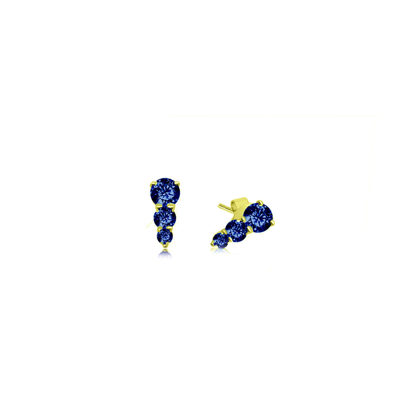 Blue Sapphire Spike Earrings White Gold