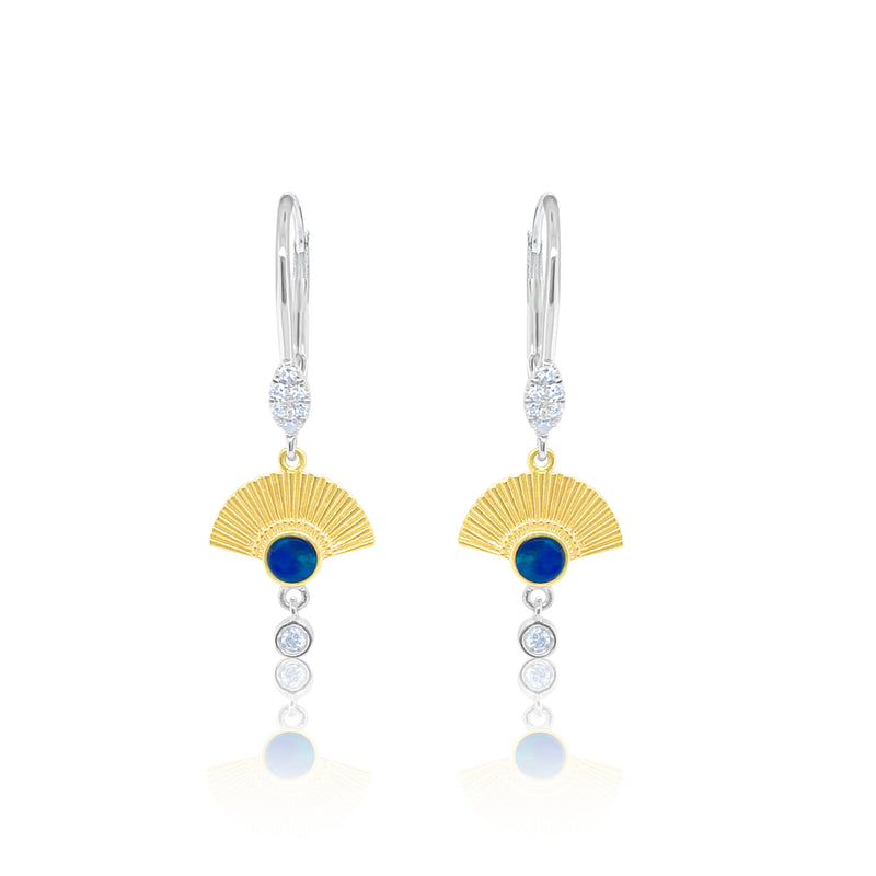 Yellow Gold Diamond Opal Earrings
