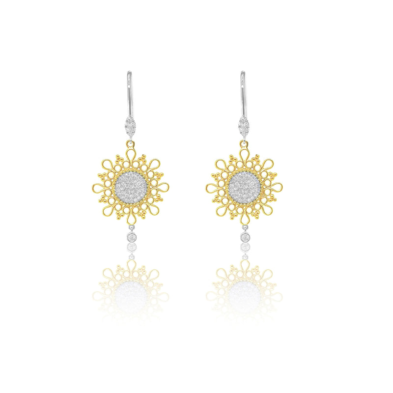Yellow Gold and Diamond Earrings