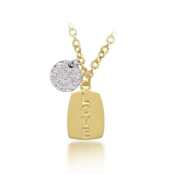 Meira T Silver and Diamond Love Charm Necklace