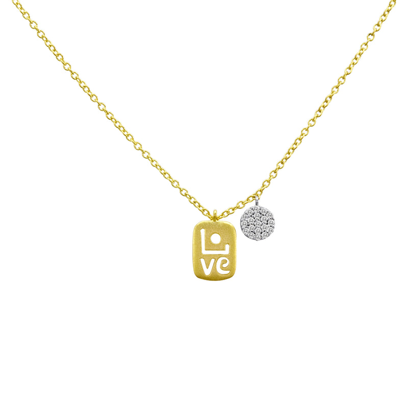 Meira T Silver and Diamond Love Charm Necklace