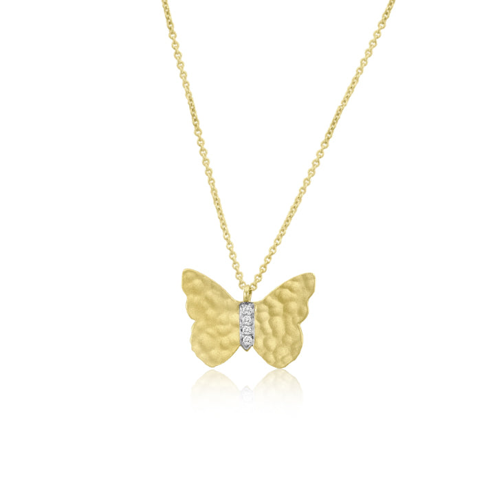 Butterfly Necklace in Silver and Diamonds by Meira T