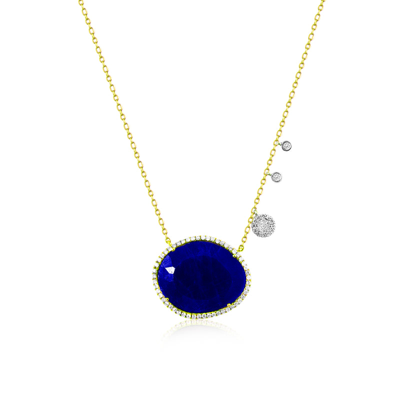 Meira T Free Form Rough Cut Sapphire Necklace with Diamonds - So Sweet  Jewelers