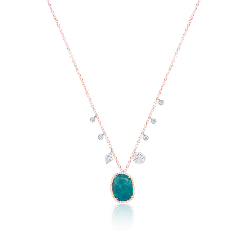 14kt Rose Gold Diamond Opal Necklace