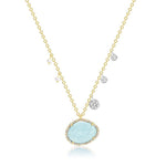 Milky Aqua with Off-Centered Pearls & Diamond Charms