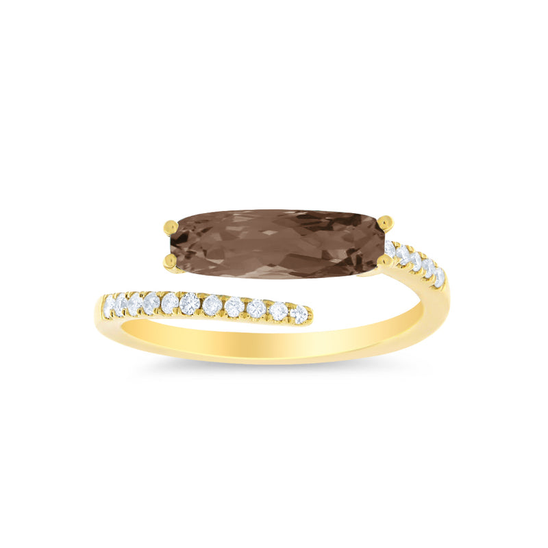 Spiral Yellow Gold and Smokey Quartz Ring