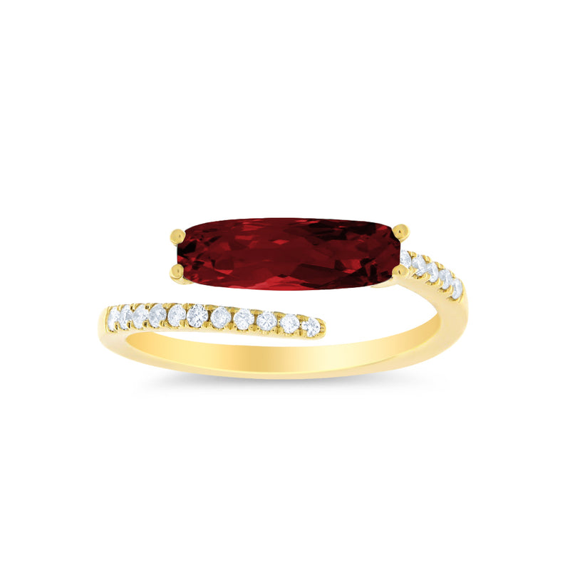 Spiral Yellow Gold and Garnet Ring