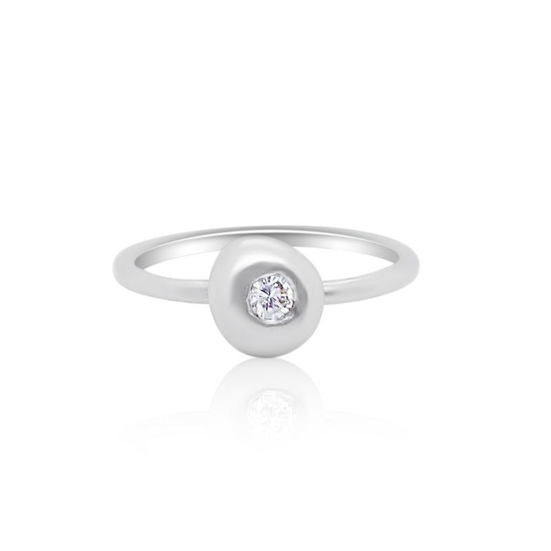 White Gold Matte Round Diamond Ring