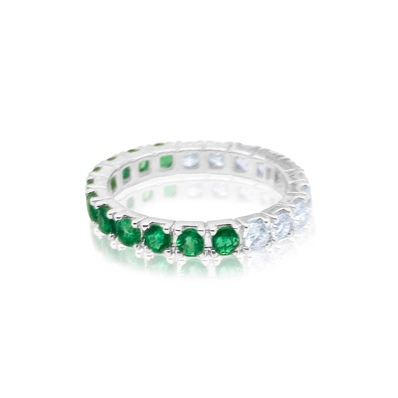 Half and Half Emerald and Diamond Eternity Band