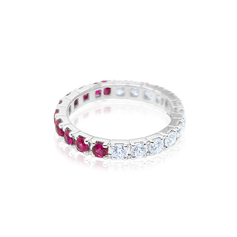 Half and Half Ruby and Diamond Eternity Band