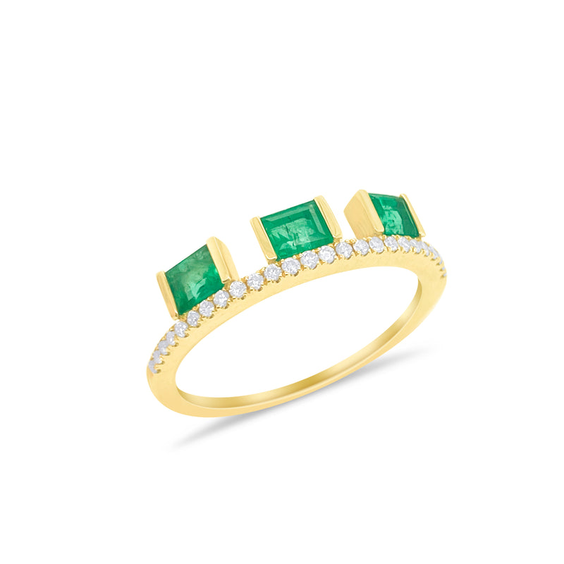 Yellow Gold Diamond and Emerald Ring
