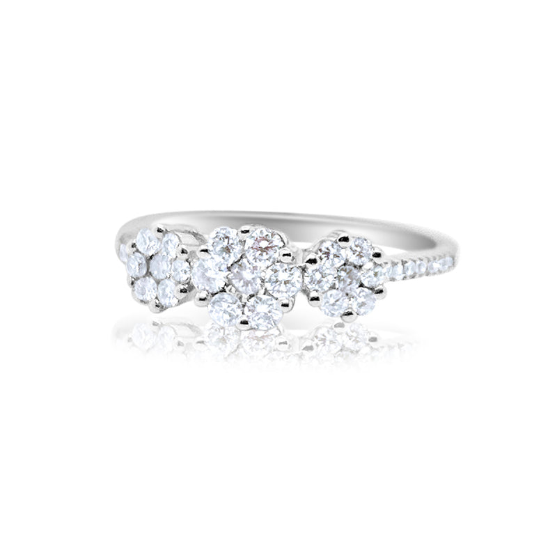 White Gold Diamond Clusters Ring